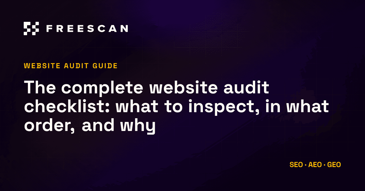 The complete website audit checklist, FreeScan blog article